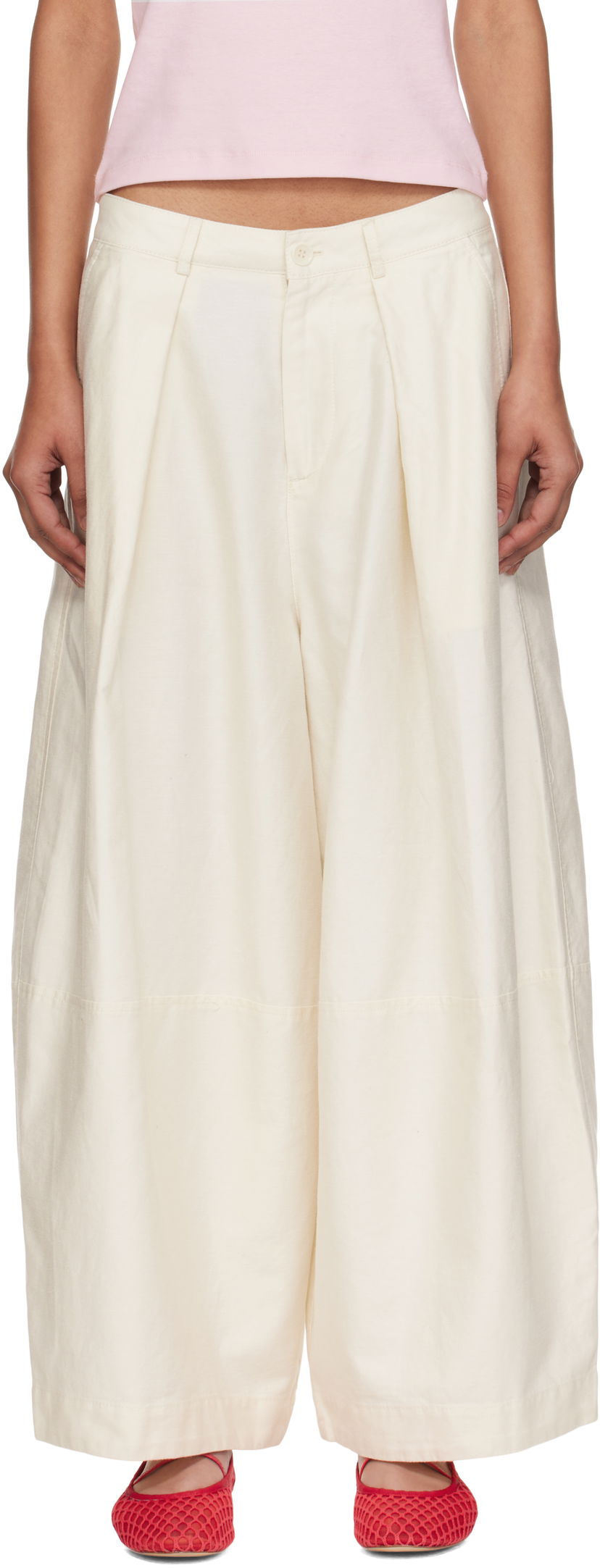 Панталони YMC YMC Deadbeat Wide-Leg Trousers Бяло | Q4YMF