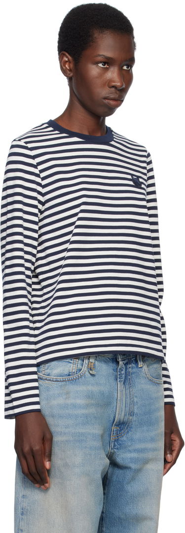 Тениска MAISON KITSUNÉ Maison Kitsuné Fox Head Patch Striped T-Shirt Тъмно синьо | OW00111KA0026, 1