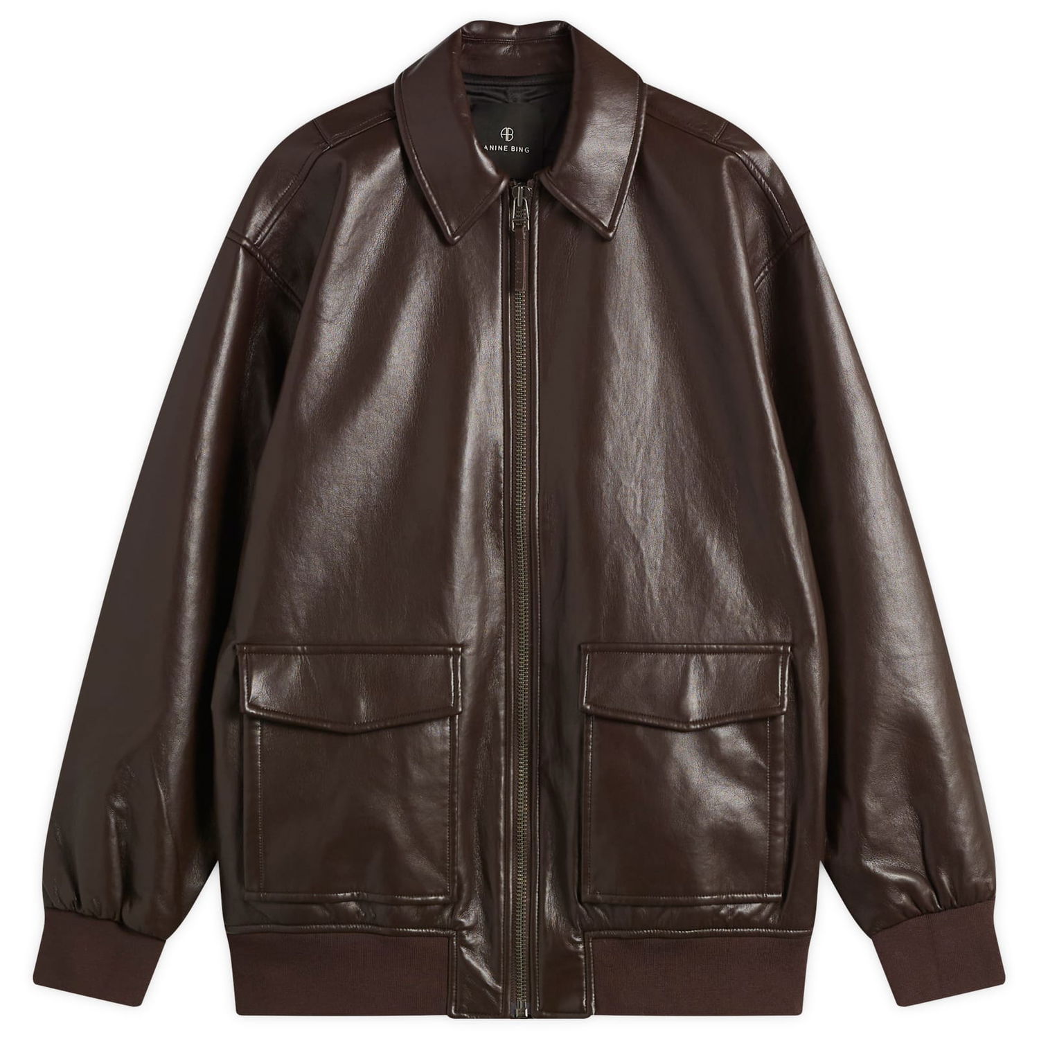Яке бомбър Anine Bing Anine Bing Kelanie Leather Bomber Jacket Кафяво | A-01-7185-BWN43, 0