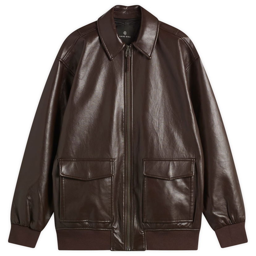 Яке бомбър Anine Bing Anine Bing Kelanie Leather Bomber Jacket Кафяво | A-01-7185-BWN43