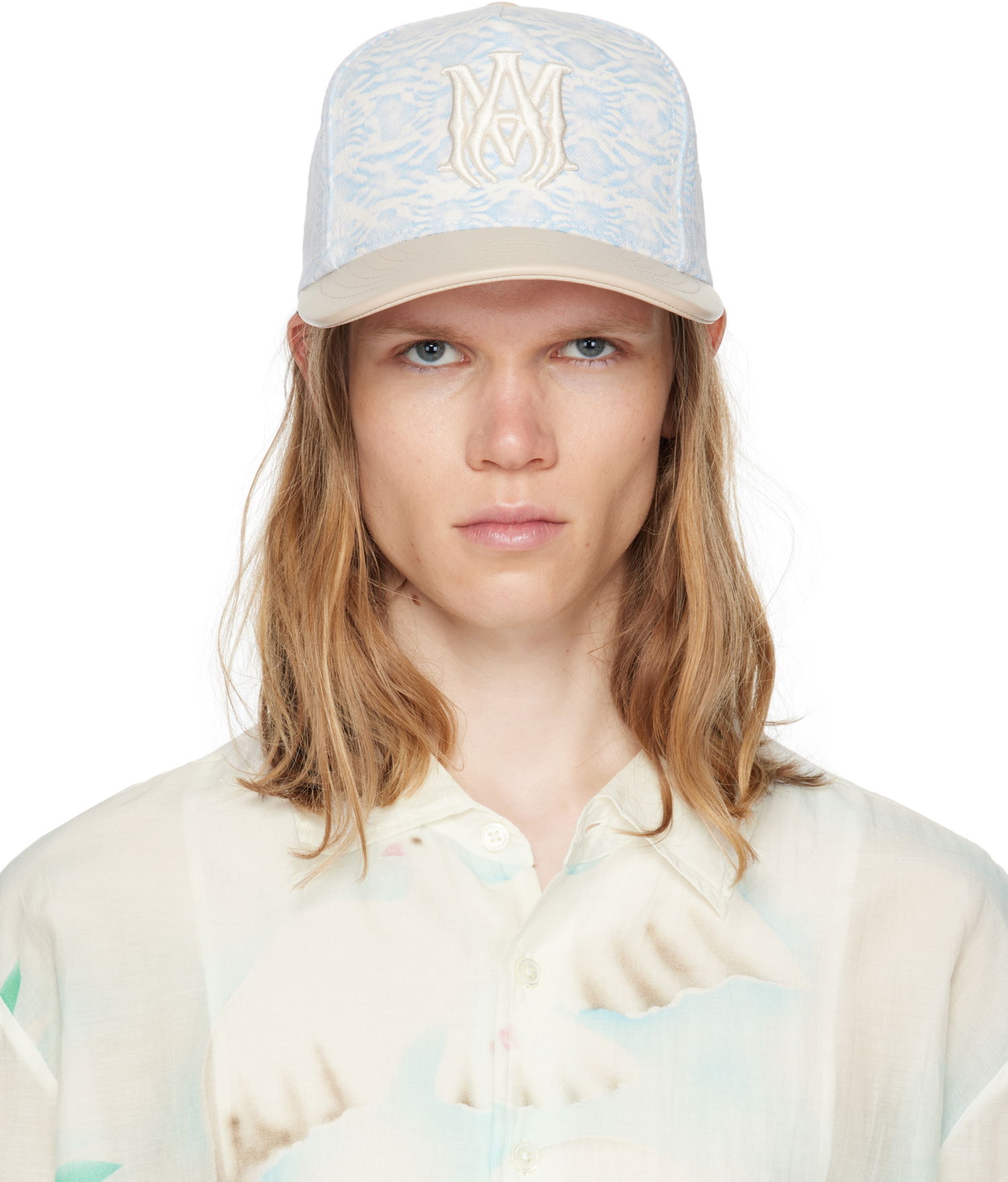 Шапка с козирка AMIRI AMIRI MA Leather Brim Denim Cap Синьо | AMHACP1066, 0