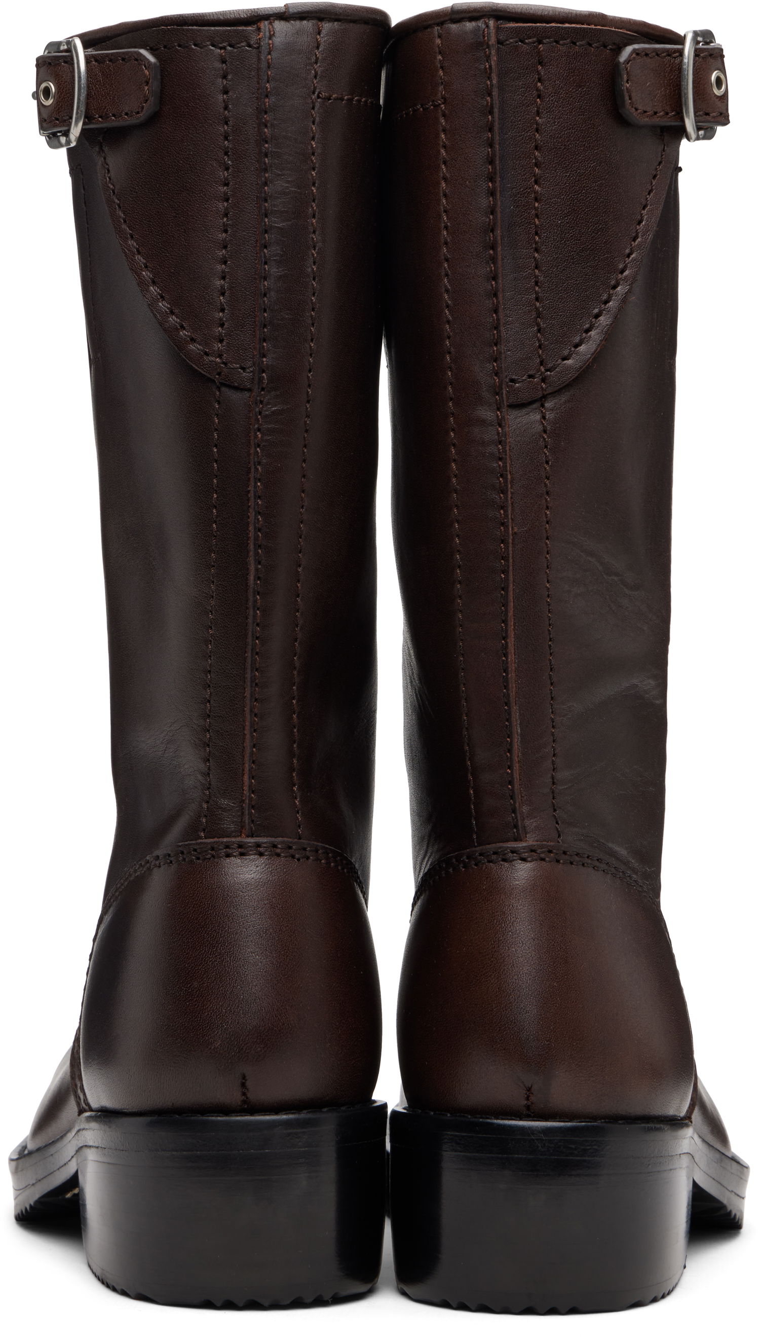 Кецове и обувки Dries Van Noten Dries Van Noten Leather Biker Boots Кафяво | 252-011748-102, 1