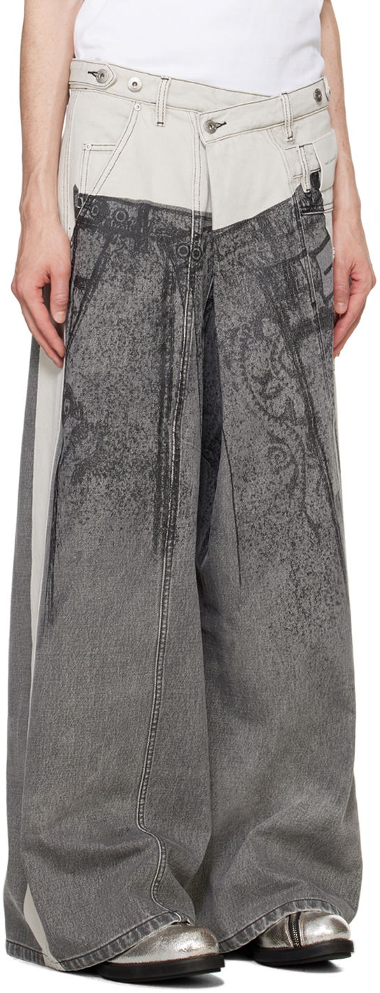 Дънки Feng Chen Wang Feng Chen Wang Paneled Jeans Сиво | FUF18TR07, 1