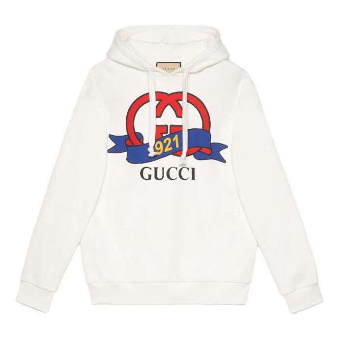 Суитчър Gucci Interlocking G 1921 Print Sweatshirt Бяло | 717427-XJFNI-9095