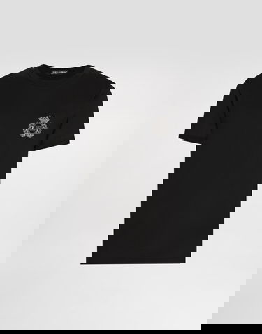 Тениска Dolce & Gabbana Dolce & Gabbana Cotton T-Shirt with Heraldic Patch Черно | G8PV1ZG7PJ6N0000, 0