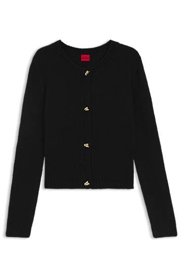 Knitted cardigan with gold-tone knot buttons