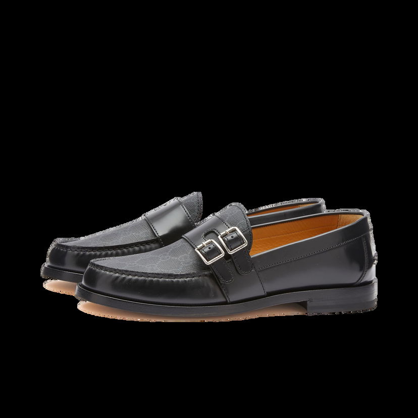 Кецове и обувки Gucci Men's Mellenial Double Buckle GG Supreme Loafer Black Черно | 762312-17X30-1000