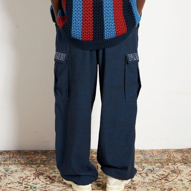 Карго панталони Pleasures Visitors Wide Fit Cargo Pants Тъмно синьо | P23F012-NAVY, 2