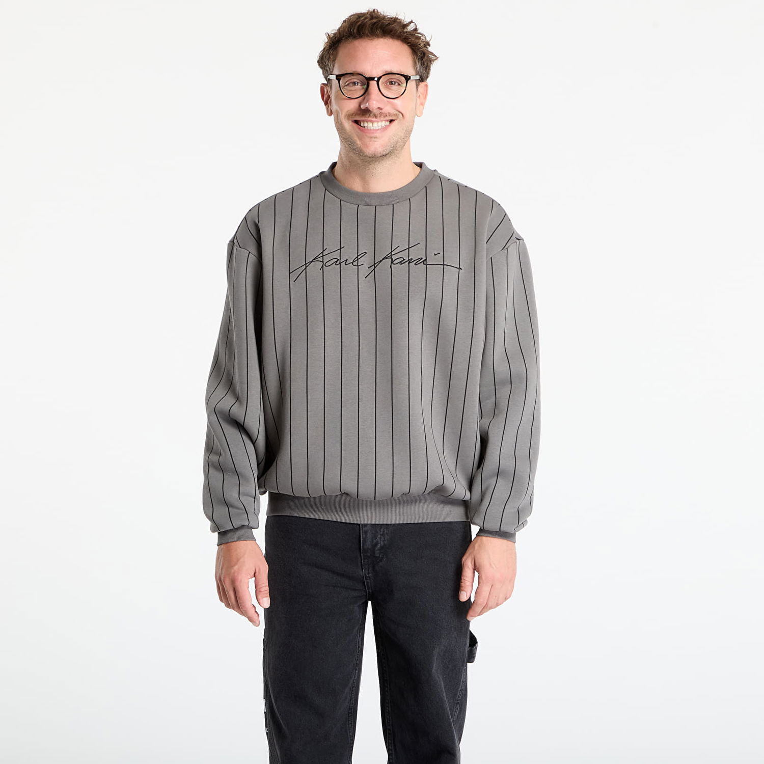 Суитчър Karl Kani Karl Kani Autograph Pinstripe Crewneck Sweatshirt Сиво | PD00007594, 0