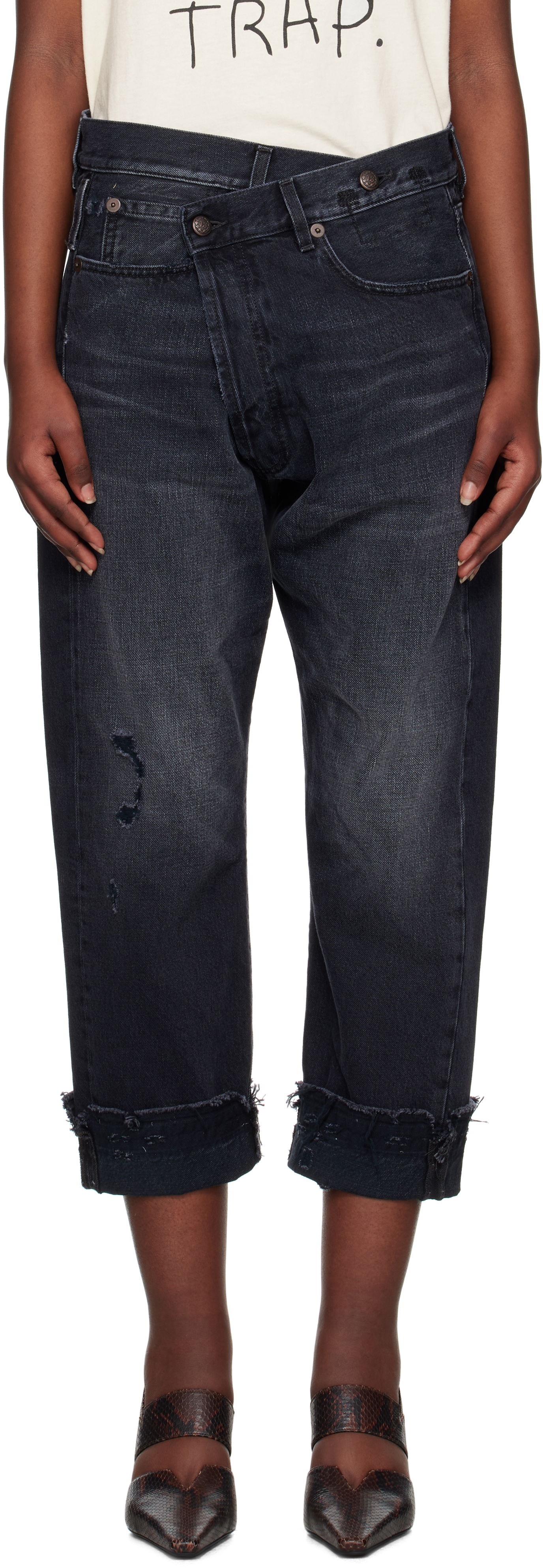 Дънки R13 R13 Crossover Cropped Jeans Черно | R13W2048-394, 0