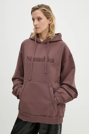 Суитчър Nanushka EVER Applique Cotton Hoodie Бургунди | NU24PFSH03378, 0