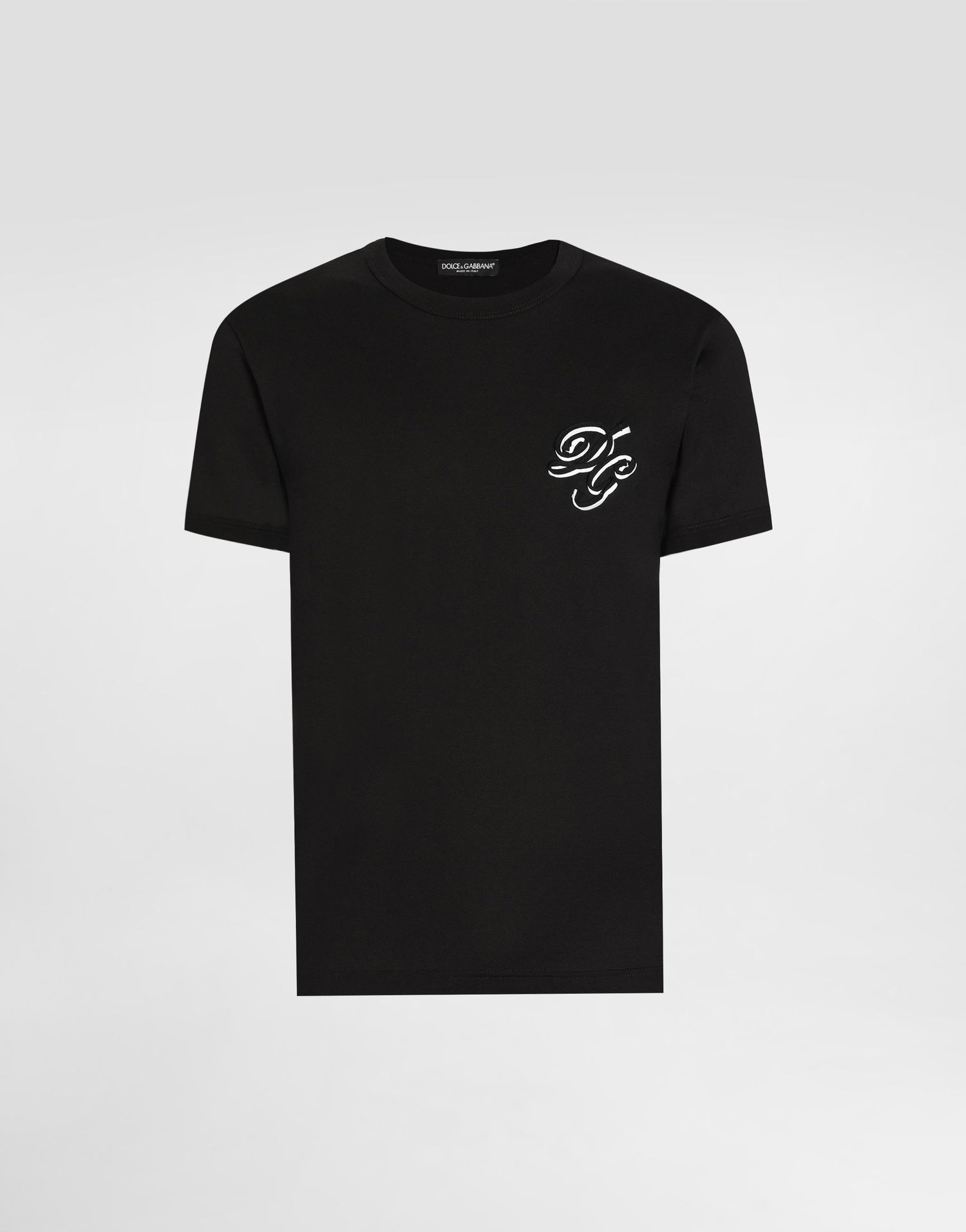 Тениска Dolce & Gabbana Dolce & Gabbana Embroidered Cotton T-Shirt Черно | G8RN8ZG7PJ0N0000, 0