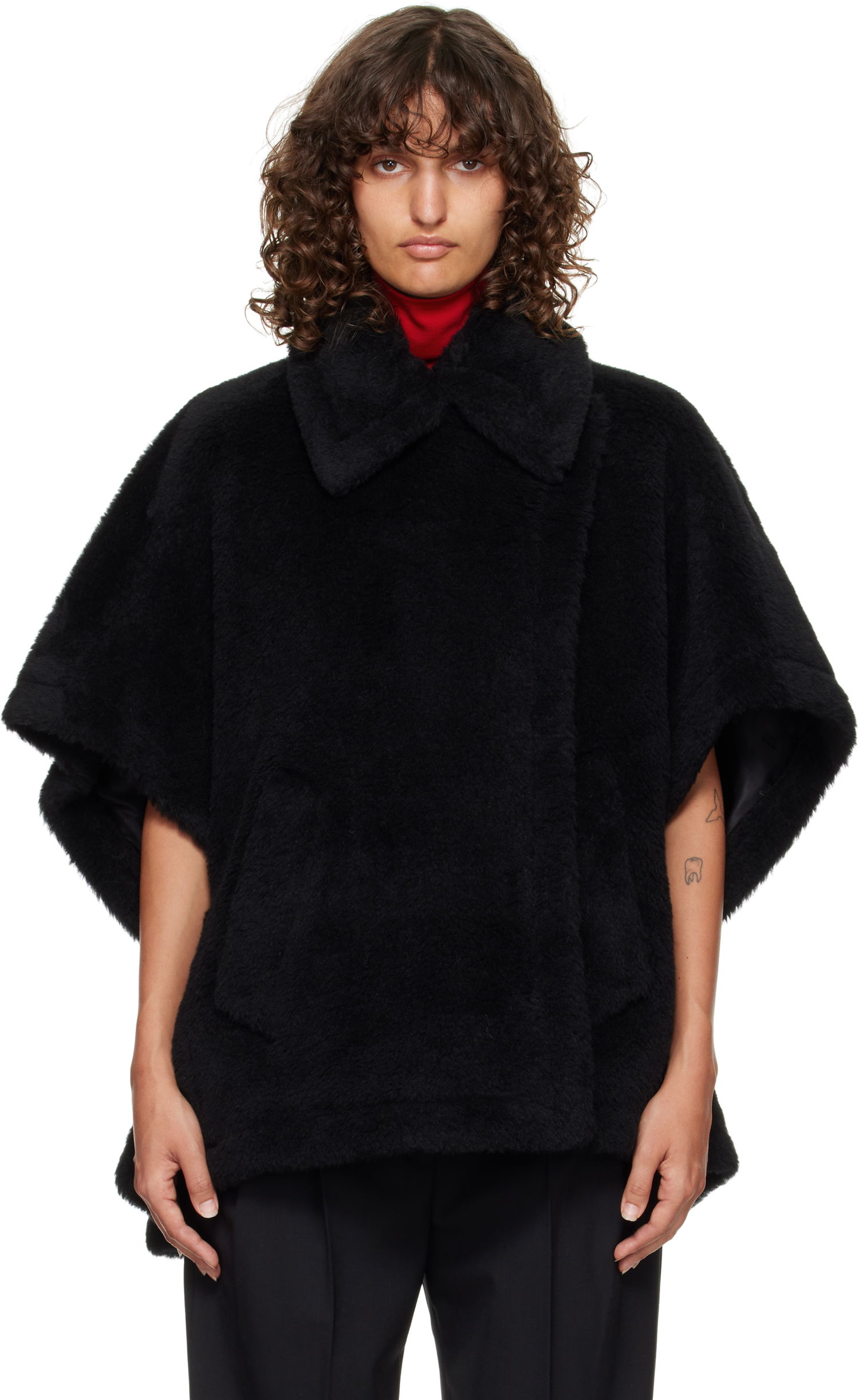 Палта Max Mara Max Mara Tebe1 Faux Fur Cape Черно | 2524736122600, 0