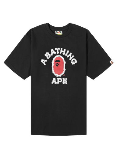 Тениска BAPE Brush College T-Shirt Черно | 001TEJ801056M-BLK