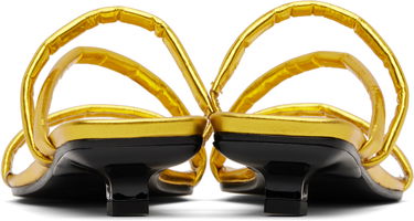 Грижа за обувките BY FAR BY FAR Morena Eel Embossed Metallic Leather Heeled Sandals Жълто | MWFHO015CL035ME033PL, 1