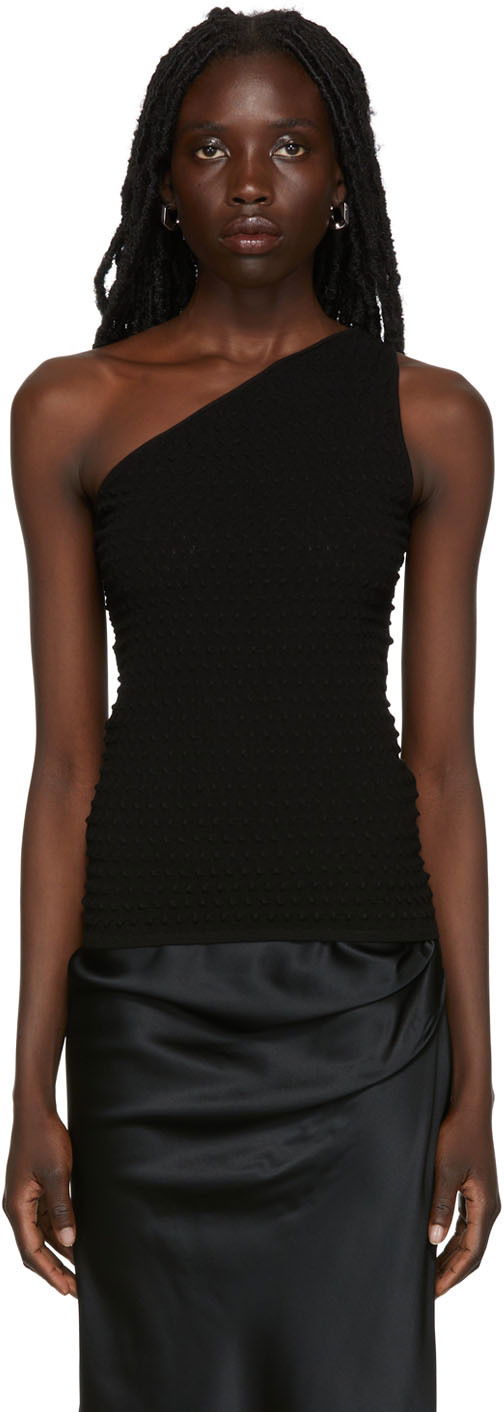 Потник Helmut Lang One Shoulder Textured Tank Top Черно | M04HW709