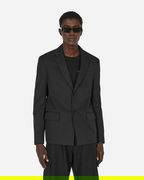 Embroidered Wool Strap Blazer Black