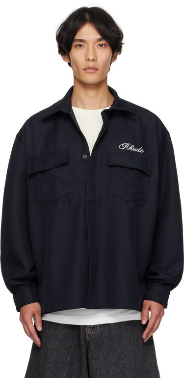 Риза Rhude Boxy Long Sleeve Work Shirt Тъмно синьо | RHPF25SR02731, 0