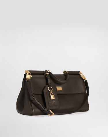 Дамска чанта Dolce & Gabbana Dolce & Gabbana My Sicily Leather Handbag Кафяво | BB7782B732180076, 3