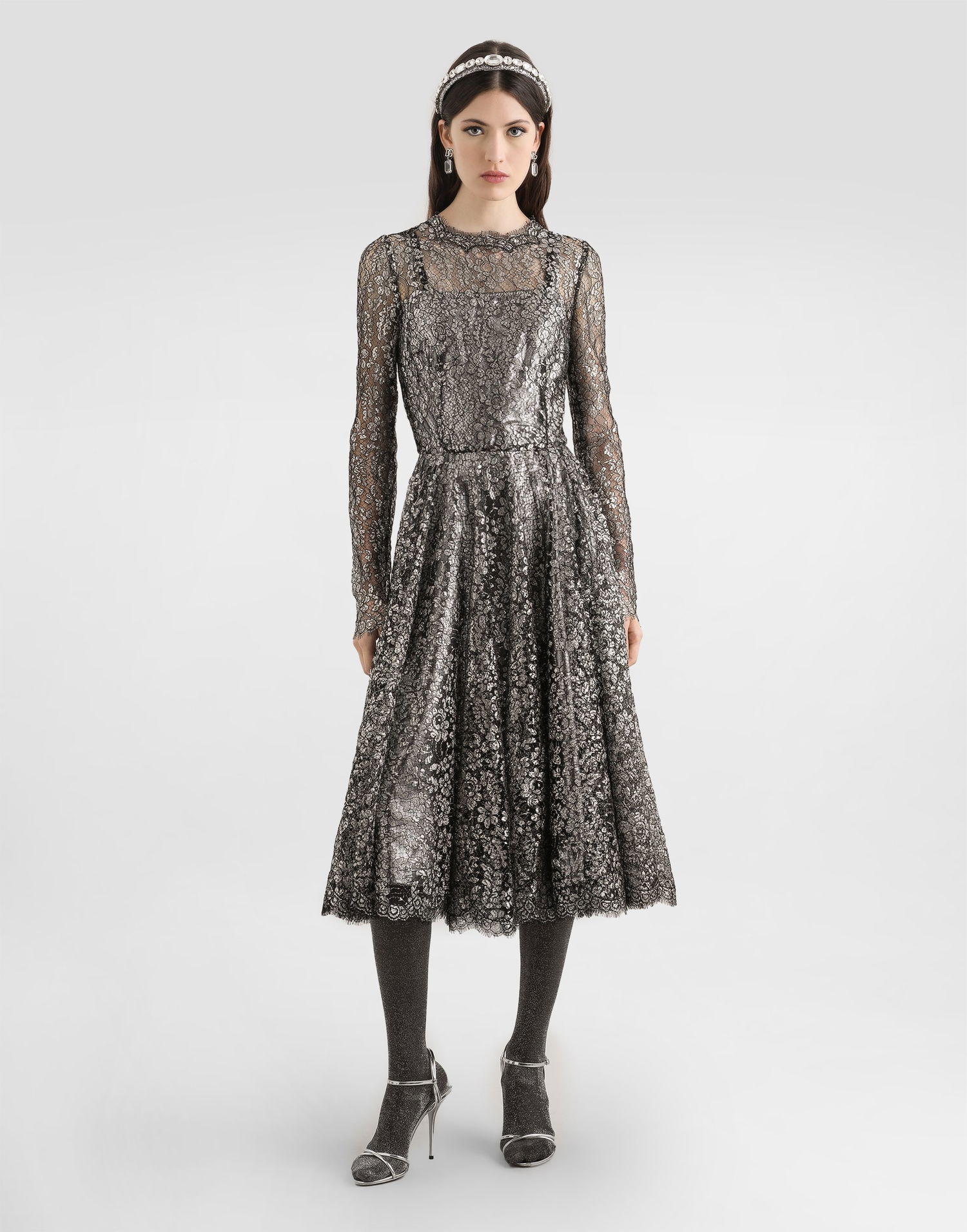 Pокля Dolce & Gabbana Lamé Lace Dress Collection Металик | F6TJOTILMCFS0998, 1