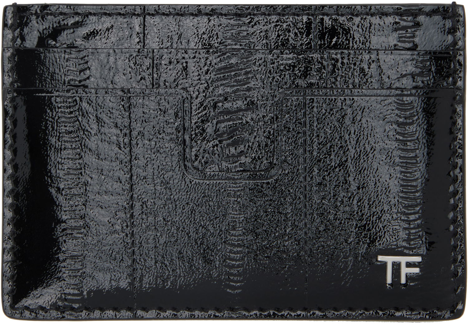 Портфейл Tom Ford TOM FORD T Line Printed Patent Eel Card Holder Черно | YM232-LGO061S, 0