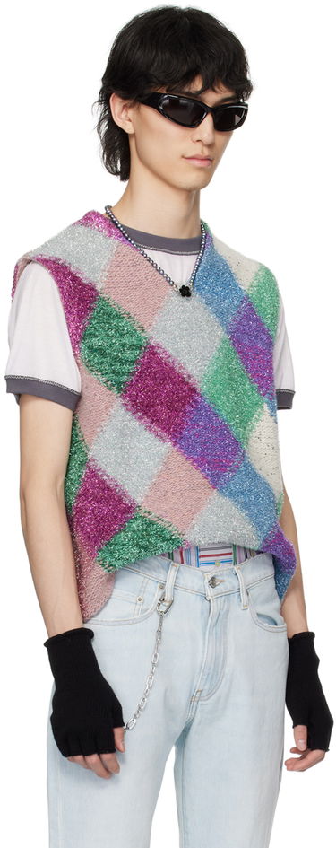 Пуловер ERL ERL Argyle Knit Vest Лилаво | ERL08N002, 1