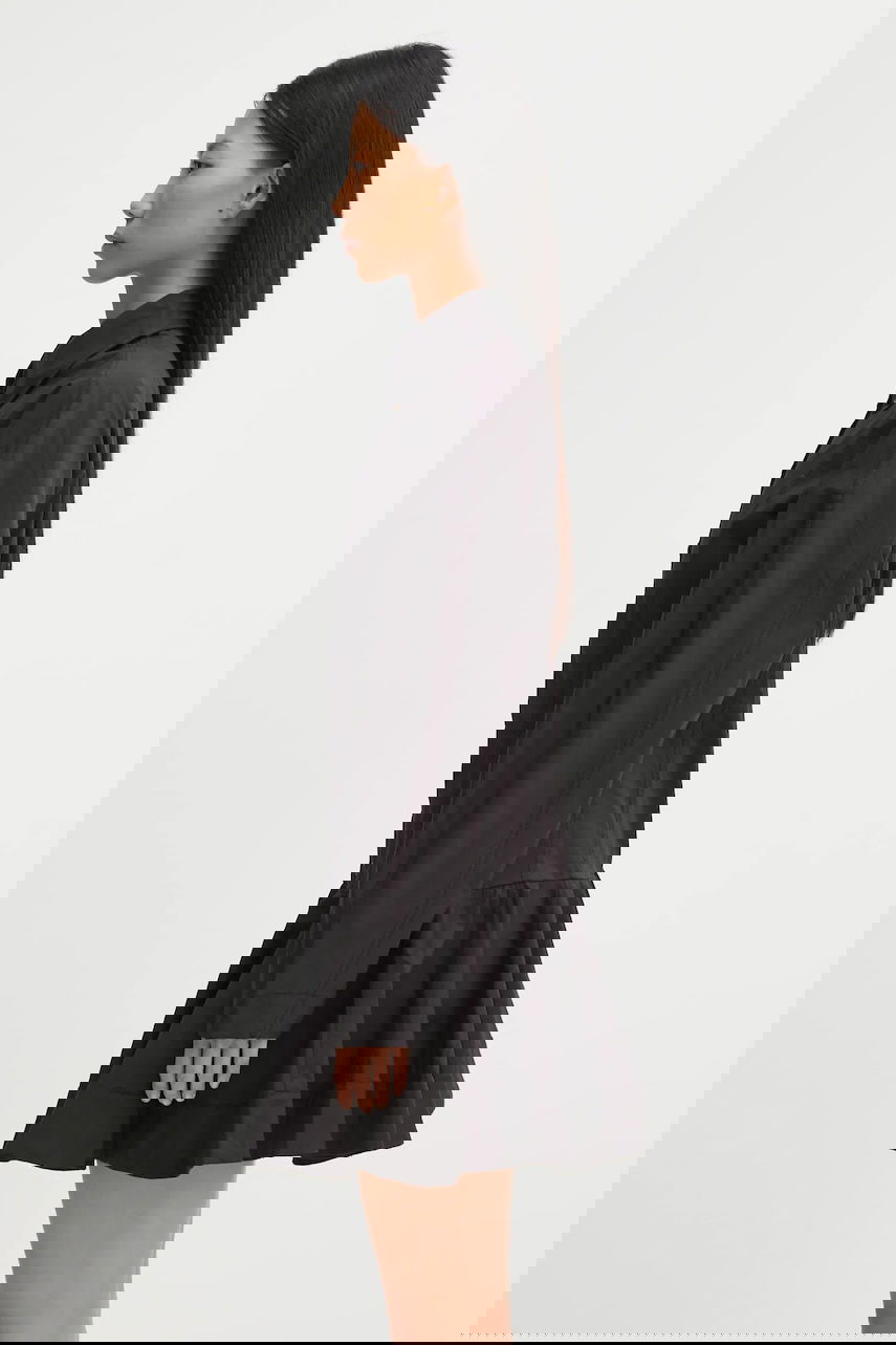 Pокля GANNI Stretch Cotton Buttoned Mini Shirt Dress Черно | W1001, 1