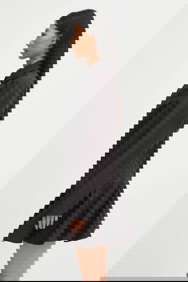 Pокля GANNI Stretch Cotton Buttoned Mini Shirt Dress Черно | W1001, 1