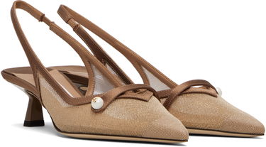 Кецове и обувки Jimmy Choo Amita 45 Mesh Slingback Heels Бежово | AMITA 45, 3