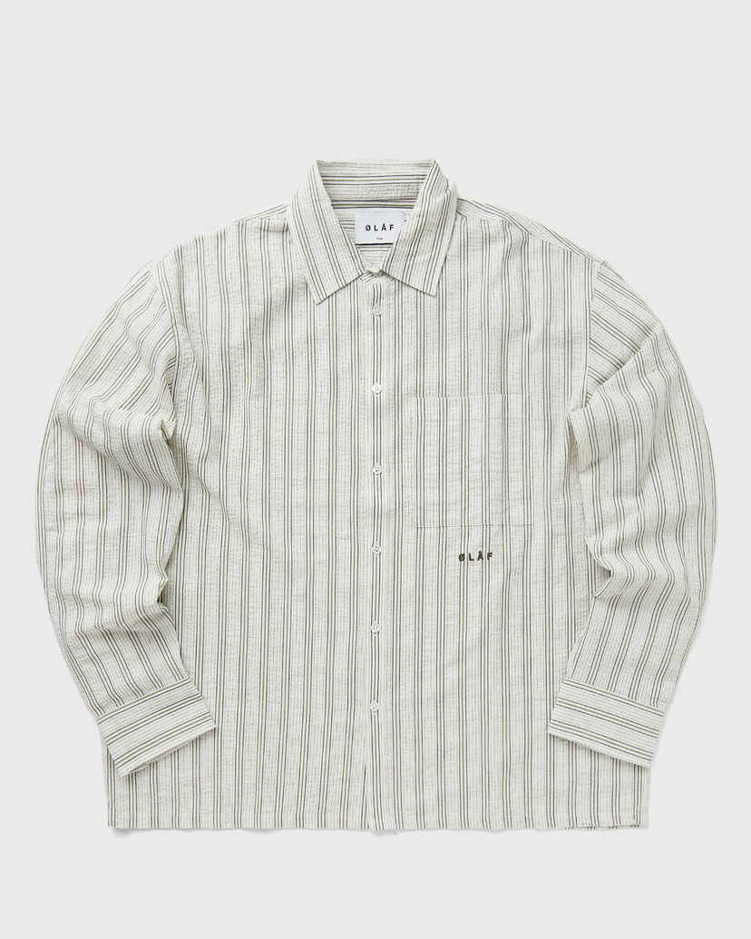 Риза ØLÅF SEERSUCKER BOXY SHIRT Зелено | M180305-GREEN-STP