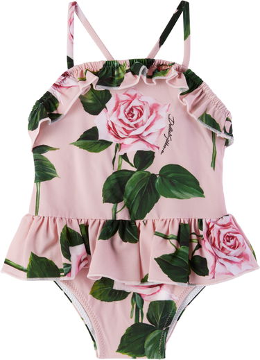 Бански Dolce & Gabbana Dolce&Gabbana Rose-Print Swimsuit with Ruffles Розово | L2J861 ON04Q, 0