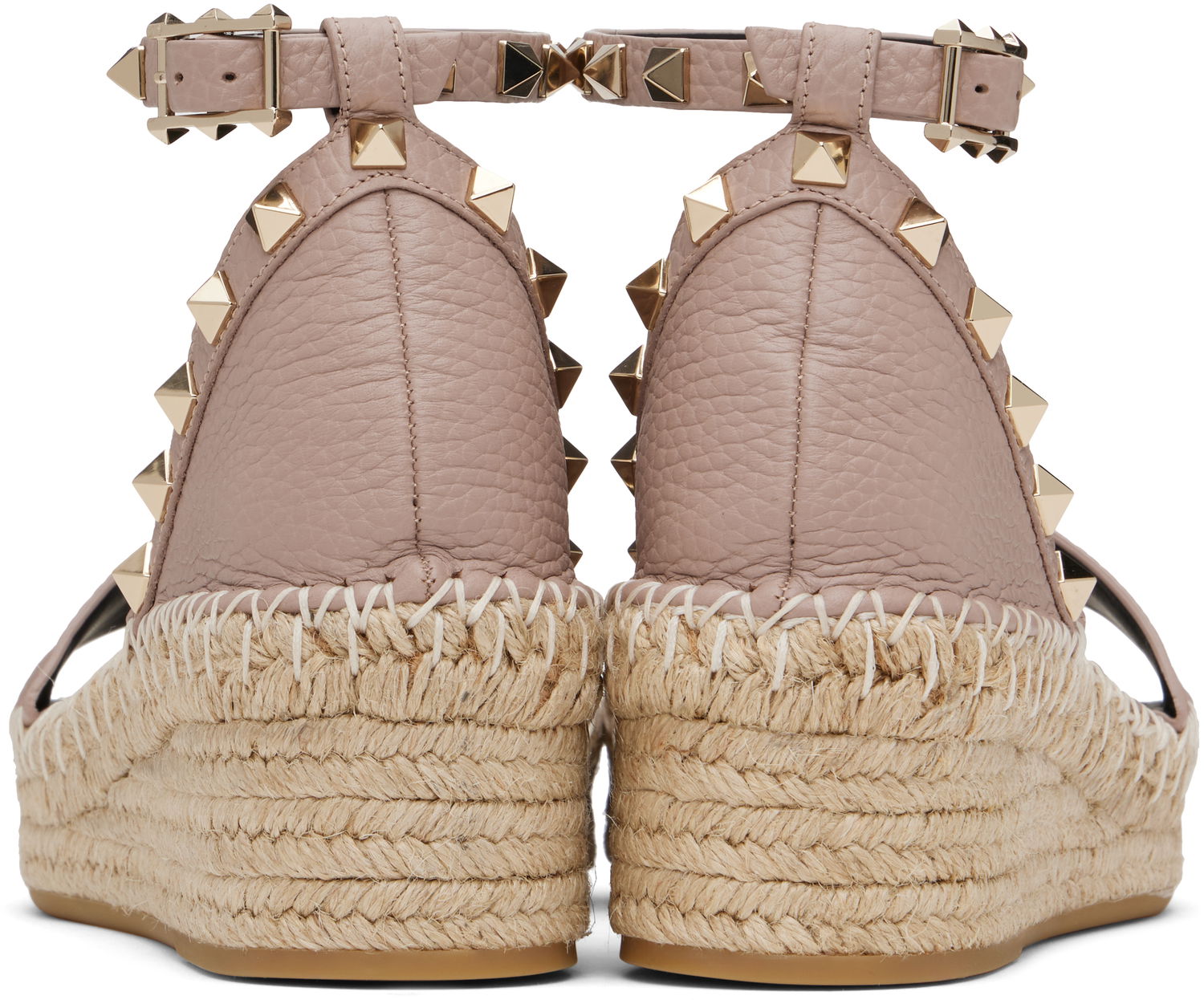 Грижа за обувките Valentino Valentino Garavani Double Rockstud Espadrille Wedge Sandals Розово | 6W2S0HB1VTO, 1
