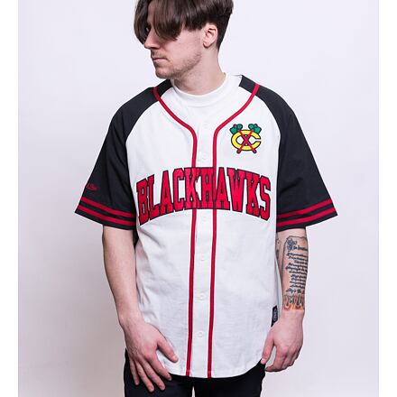 Фланелка Mitchell & Ness Practice Day Button Front Jersey CHICAGO BLACKHAWKS Бяло | TBTF4994-CBHYYPPPWHIT, 0