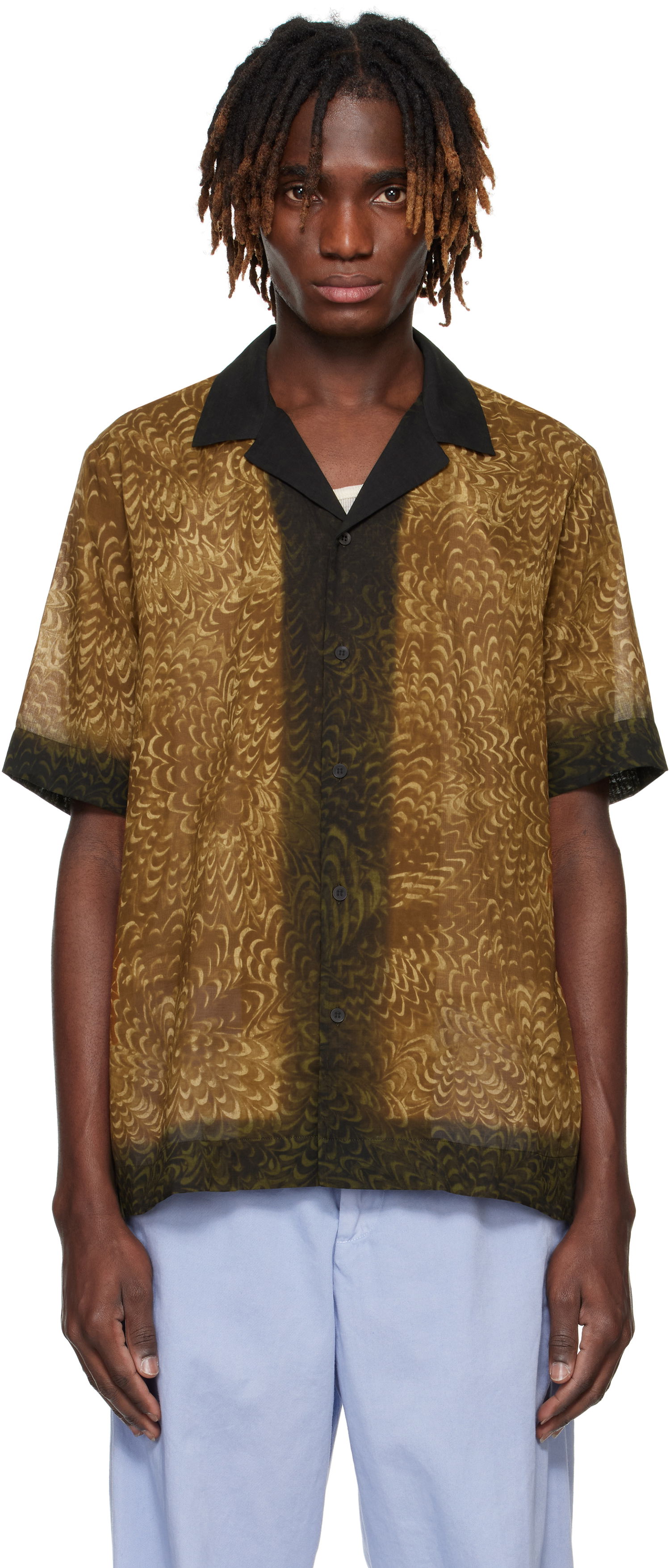 Риза Dries Van Noten Dries Van Noten Boxy Cotton Shirt Кафяво | 251-020742-1162, 0