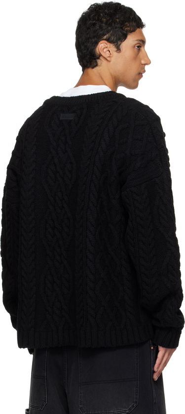 Пуловер VETEMENTS VETEMENTS Cable Knit V-Neck Sweater Черно | UH76KN600B, 2