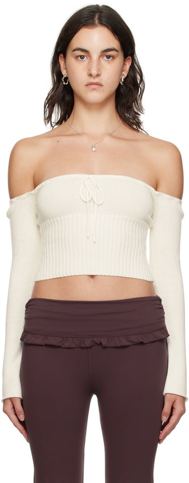 Пуловер GUIZIO Guizio Bayberi Off-Shoulder Sweater Бяло | F23615S020, 0