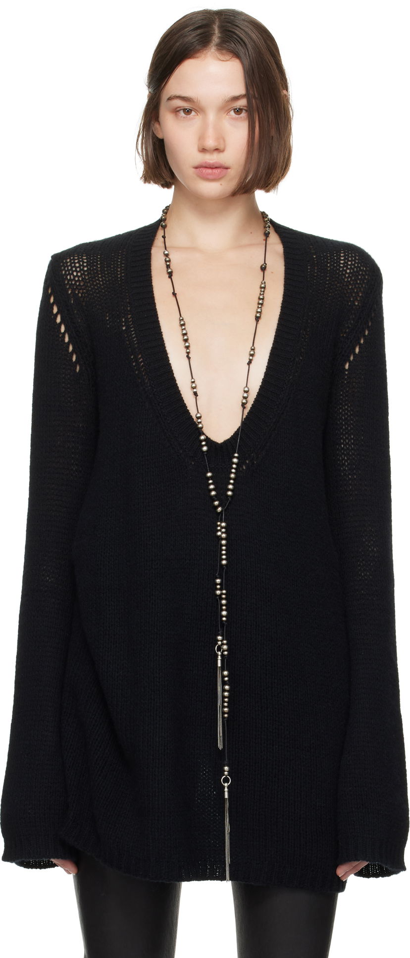 Колие Ann Demeulemeester Carolina Black Tunic Sweater Черно | 2202-W-KN56-FA216-099