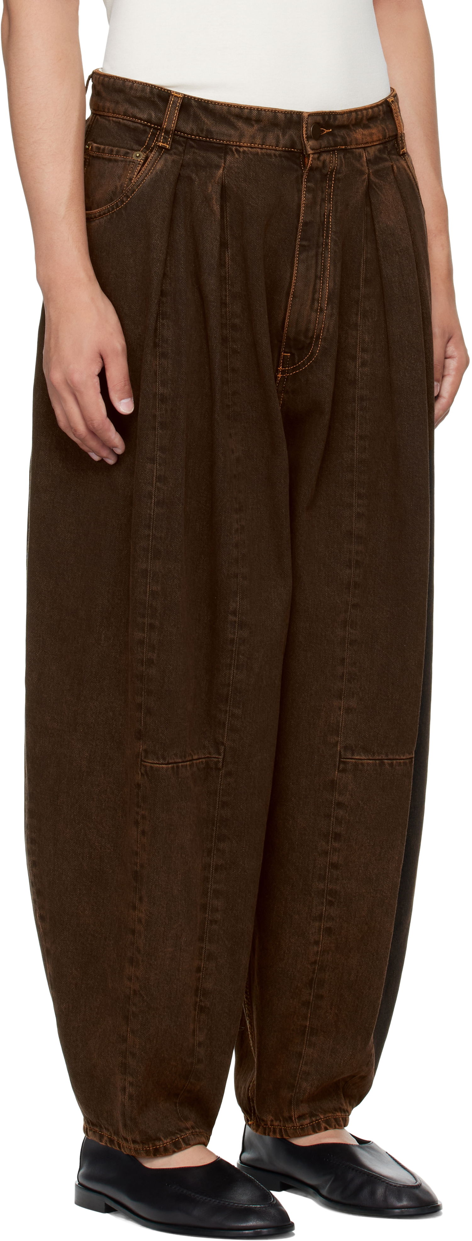Панталони HED MAYNER Hed Mayner Pleated Denim Trousers Кафяво | HMMB67030A-HB252, 1
