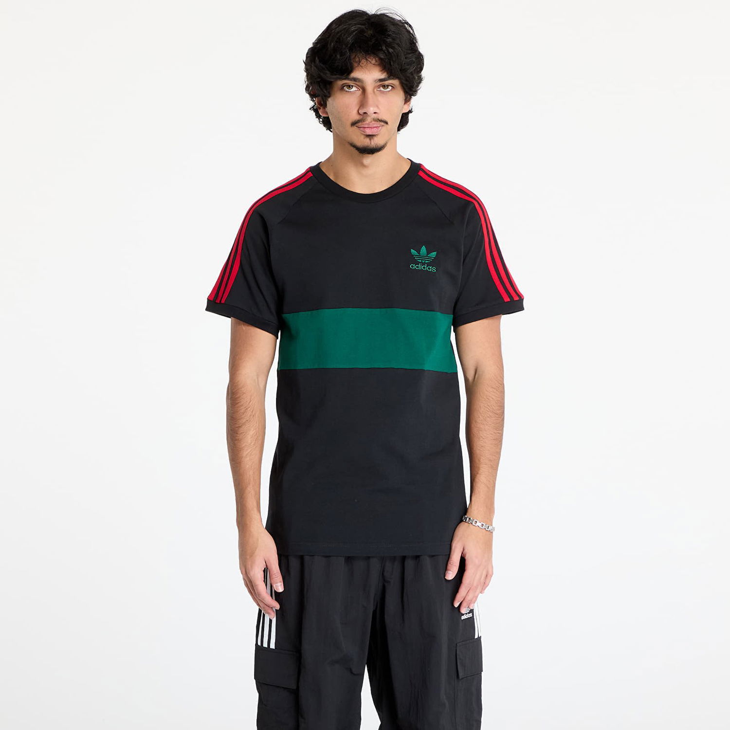 Тениска adidas Originals Three Stripes Panel T-Shirt Черно | JP1272, 0