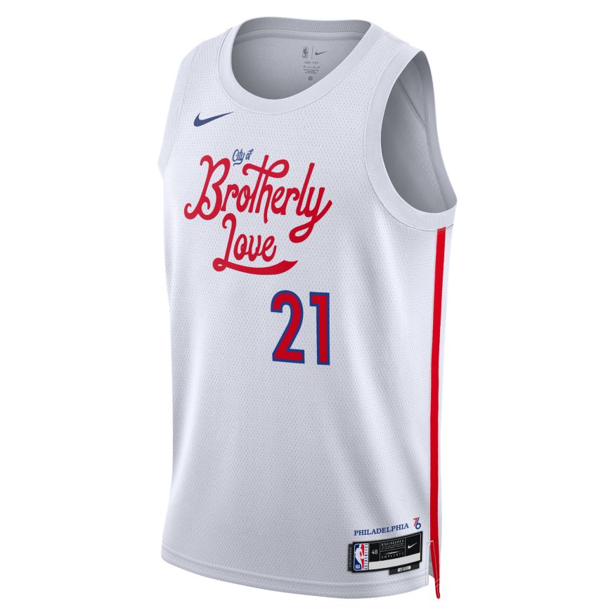 Фланелка Nike NBA Dri-FIT Joel Embiid Philadelphia 76ers City Edition 2022 Swingman Jersey Бяло | DO9606-101, 0