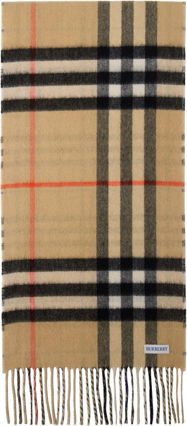 Шал Burberry Burberry Medium Cashmere Check Scarf Бежово | 8090952, 1