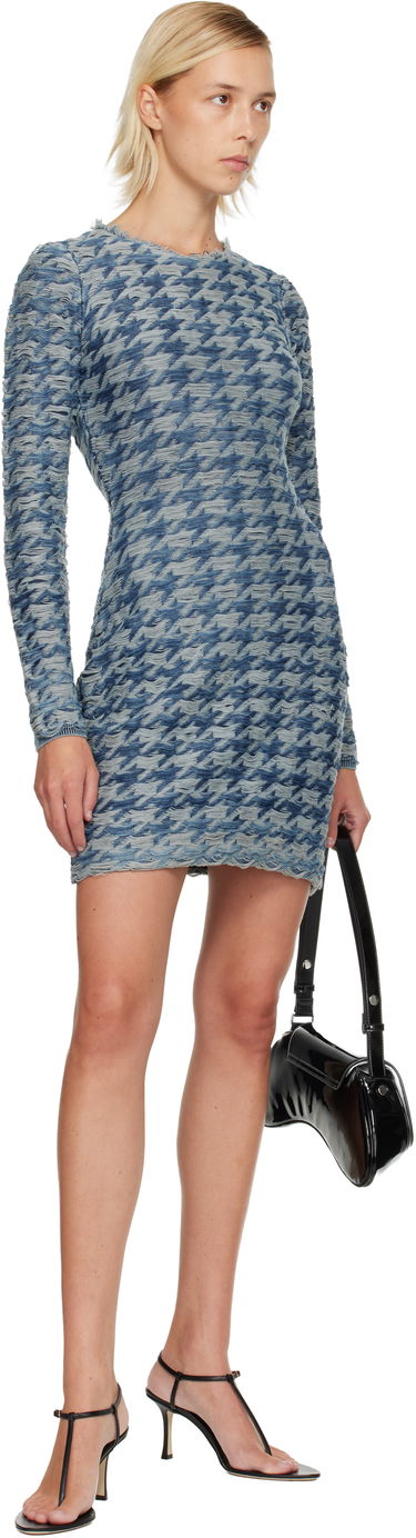 Pокля Diesel Houndstooth Knit Minidress M-Halma Синьо | A21446 0EGCA, 3