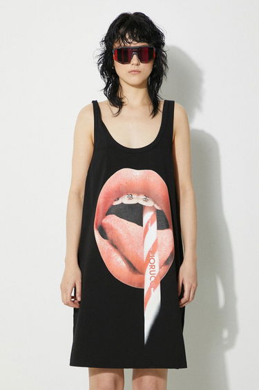 Потник Fiorucci Fiorucci Oversize Mini Tank Dress with Mouth Print Черно | W01FPDTA111CO01BK01, 2