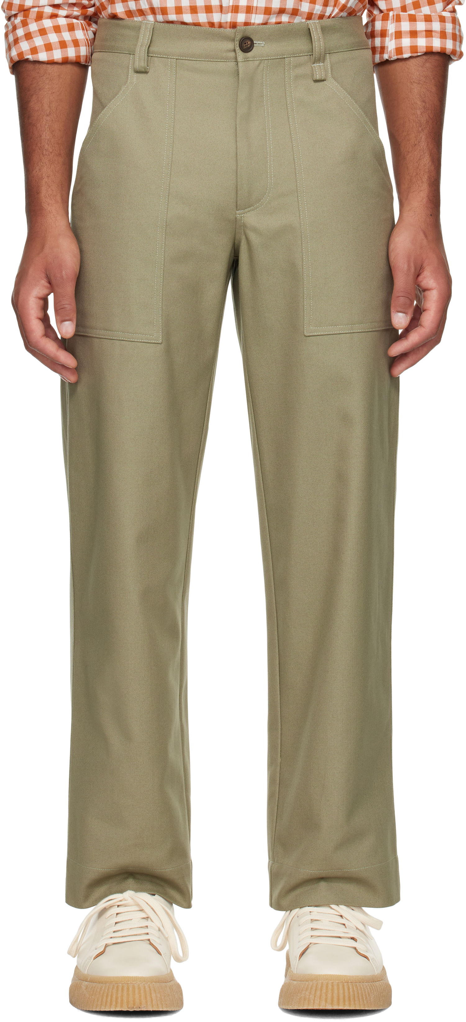 Панталони MAISON KITSUNÉ Workwear Trousers Зелено | NM01105WW0117, 0