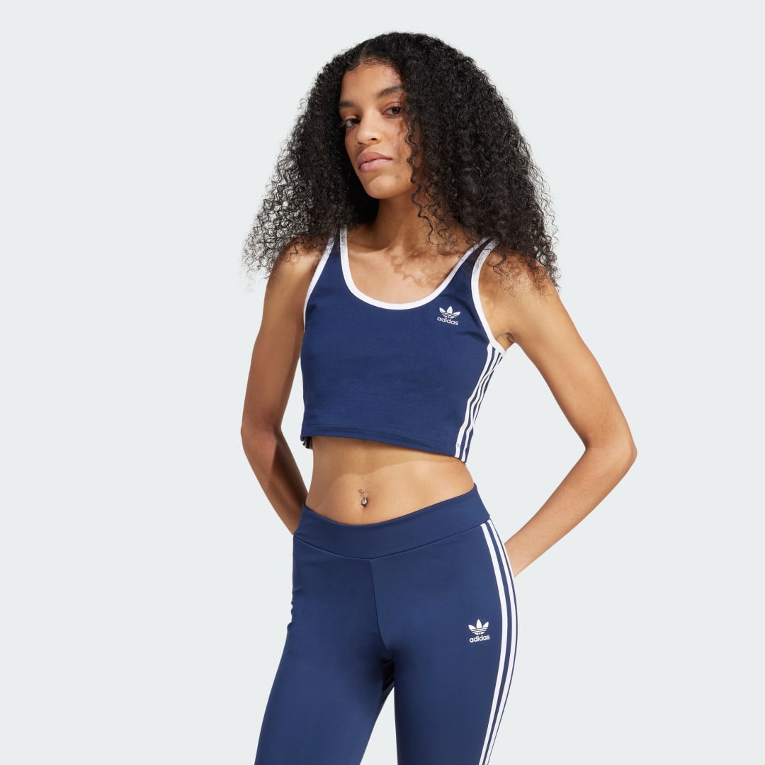 Потник adidas Performance Adicolor 3-Stripes Crop Tank Top Синьо | JX5147, 0