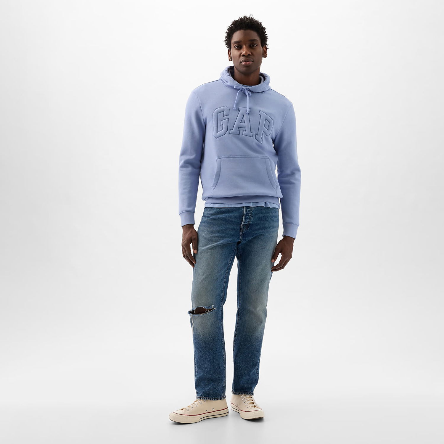 Суитчър GAP Pullover Puff Logo Hoodie Distant Blue Синьо | 890126-01, 1