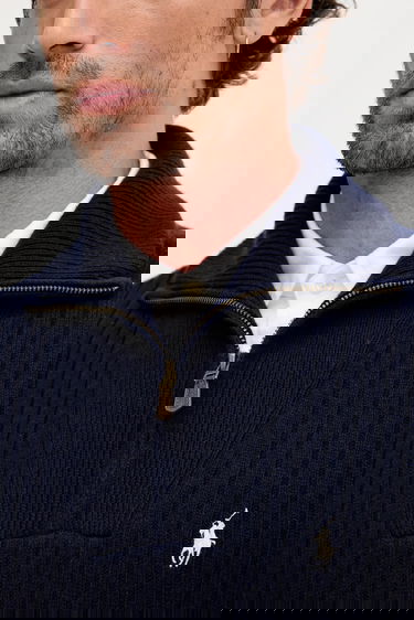 Пуловер Polo by Ralph Lauren Ribbed Quarter-Zip Sweater Тъмно синьо | 710974167, 4