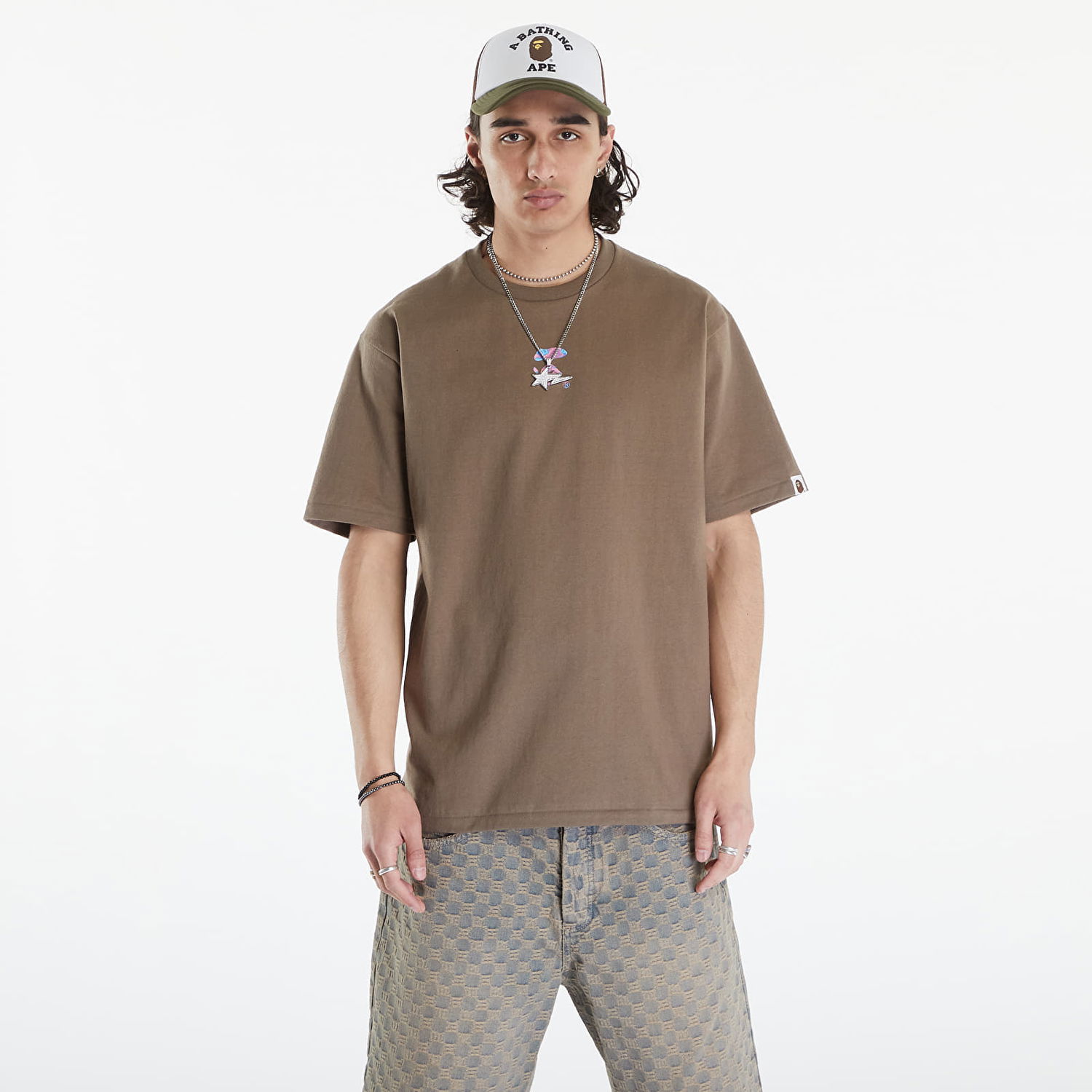Тениска BAPE A BATHING APE Liquid Camo Small Ape Face Tee Brown Кафяво | 001TEK301306M BRW, 0