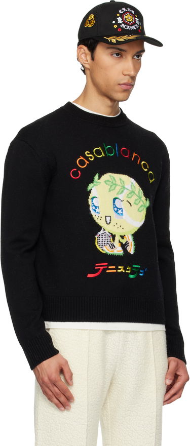 Пуловер Casablanca Tennis Club Character Intarsia Crew Sweater Черно | M-AW25-KW-1099-01, 1