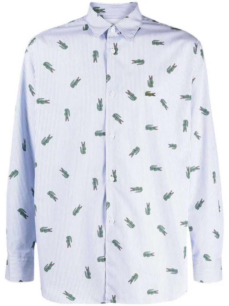 Риза Comme des Garçons Comme des Garcons x Lacoste Alligator-Print Button-Down Shirt Синьо | FL-B004-W23, 0